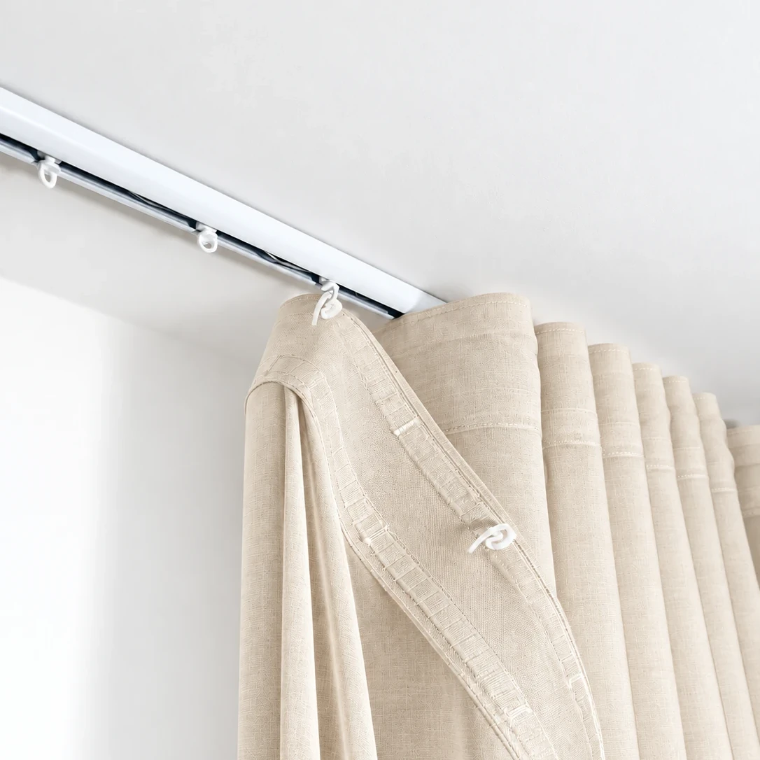 Rail DS droit Blanc, Montage Vague espace 8cm, 2 rideaux — 2