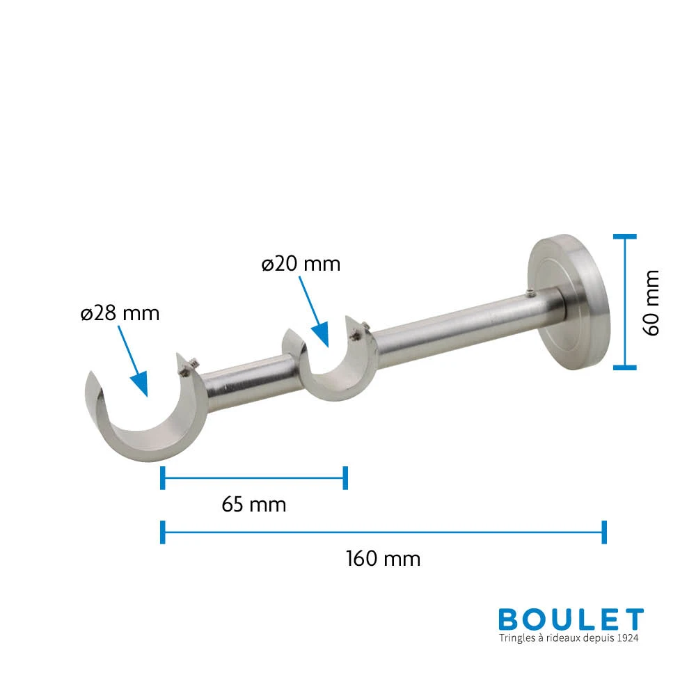 Support berceau double mixte Ø20/28 Tendance Nickel Mat — 2