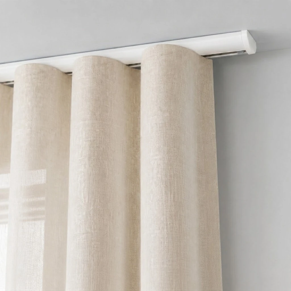 [B33831] Rail DS droit (Blanc, Montage Vague espace 8cm, 2 rideaux)